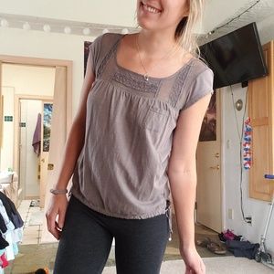 Lace top slouchy tee